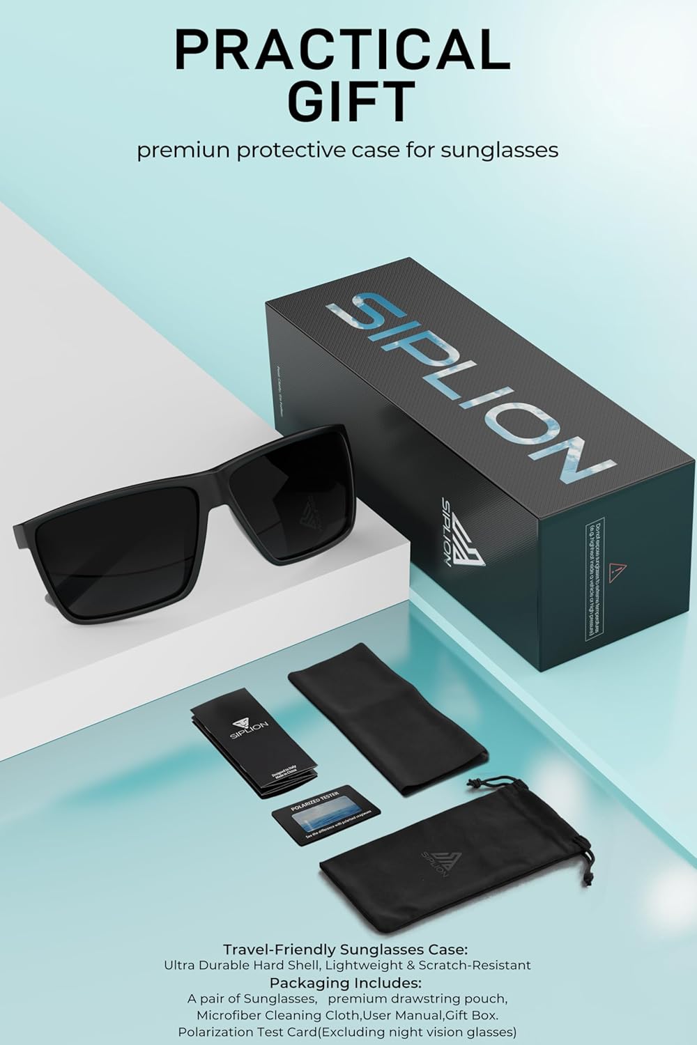 SIPLION Polarized Sunglasses Men Driving: UV400 Protection Lightweight Square Sun glasses TR90 frame for Travel Hiking - Image 7