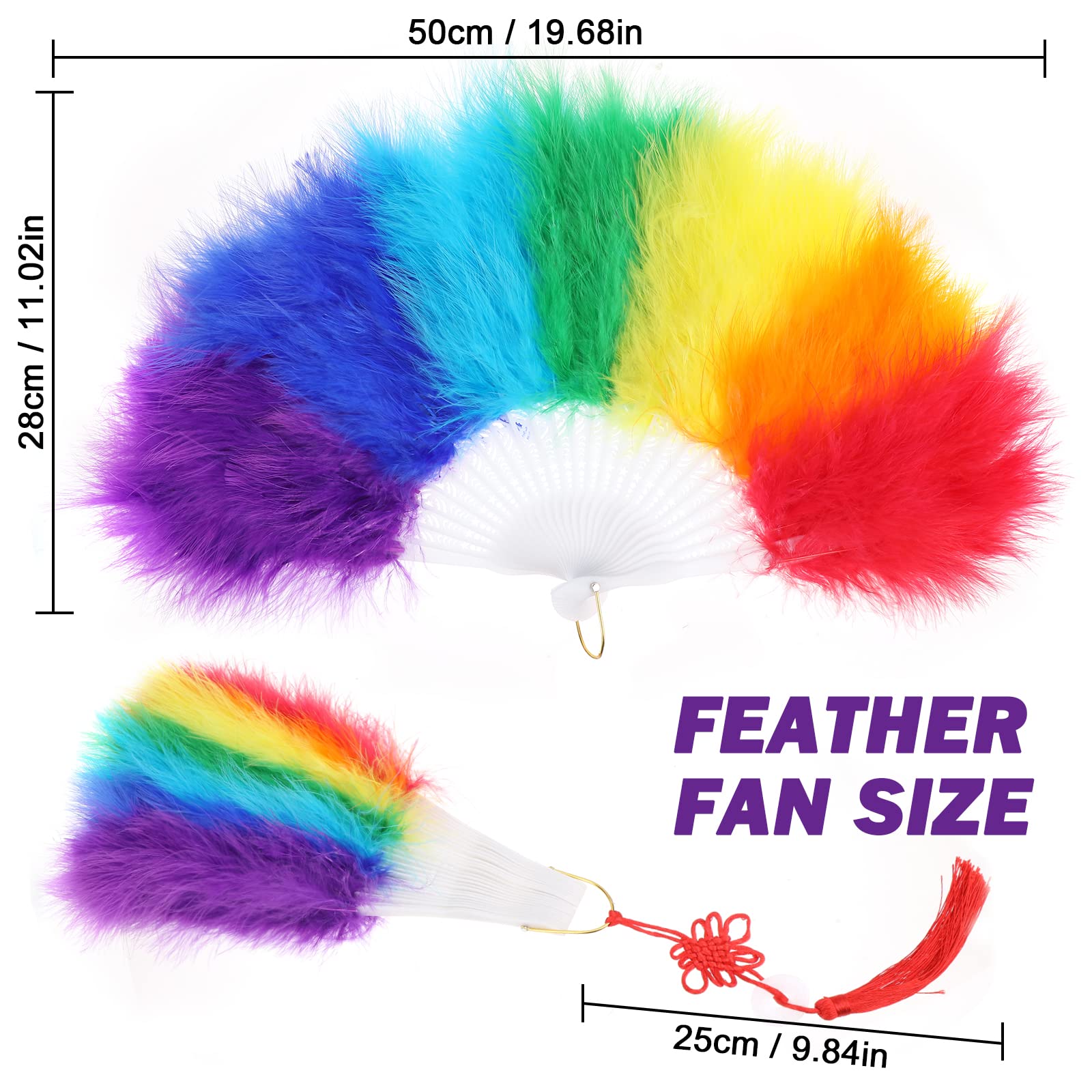 Éventail En Plumes - Plusieurs Couleurs (noir, Rose, Bleu, Vert, Orange...) - Accessoire Déguisement, Danse - 11