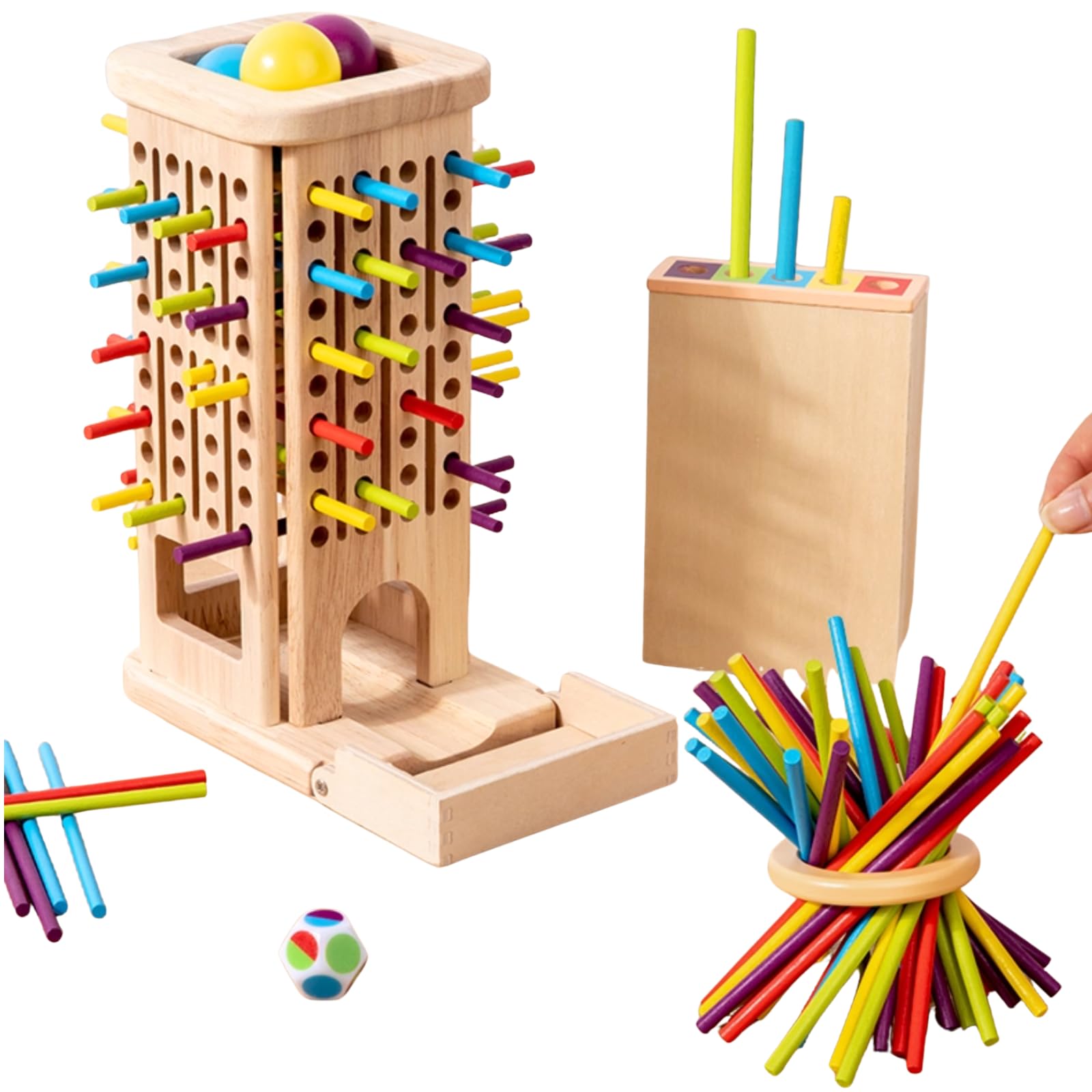 Quikaboo 3-in-1 Wooden Montessori Balance Game Stick Pull Puzzle 42pc