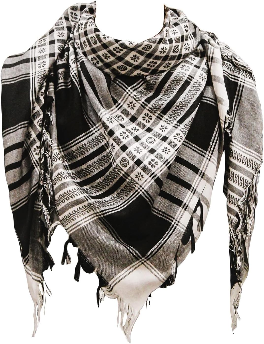 Cotton Shemagh Scarf for Men & Women — Keffiyeh Desert Head Scarf, Breathable Lightweight Sun Protection Neck Wrap, 100% Cotton Summer Outdoor Tactical Scarf, 43×43" Unisex Gift