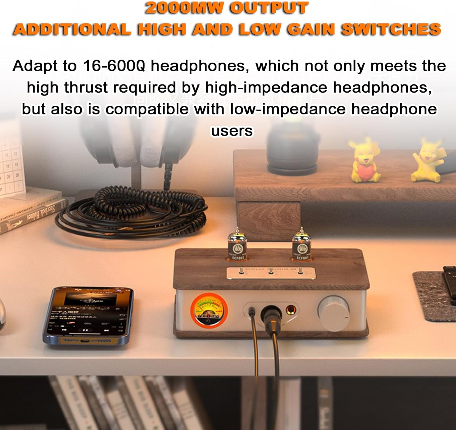 Hi-Fi Audiophile Preamplifier, Vacuum Tube Phono Preamp, Headphone Amp, with XLR, RCA, 4.4mm/6.35mm Ports, 2000mW Output, for Home Stereo Audio System