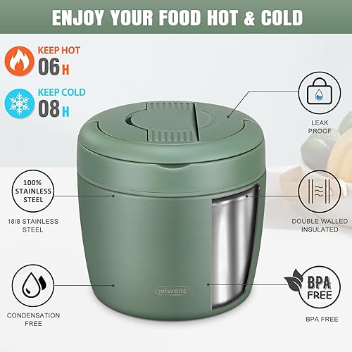 Miniatura 3 de Thermo Food Jar for Hot Food Adults 32OZ Soup Thermo Lunch Containers Wide Mouth Vacuum Insulated Stainless Steel Leakproof Bento Box with Spoon