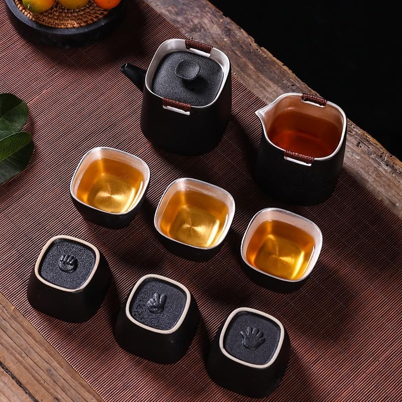 中国茶器 セット 　セラミックカンフーティーセット JJZXD ブラックセラミックカンフーティーセット中国式ティーセット家庭