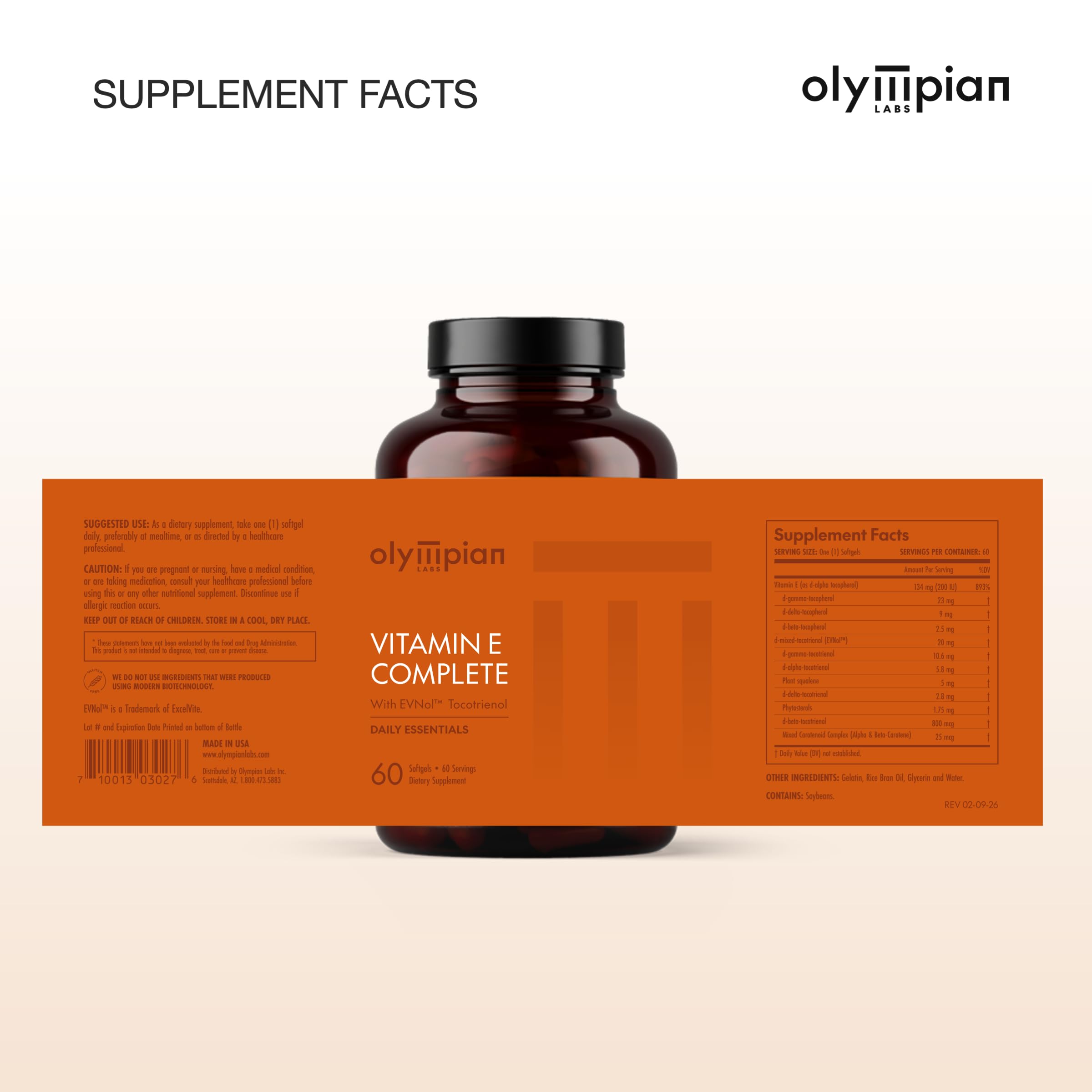 Olympian Labs Vitamin E Complete with Tocomin Tocotrienol | 60 Capsules | Supports Healthy Brain & Cardiovascular System — Amazon image 8