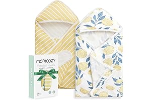 Burt's Bees Baby Hooded Towel 2-Pack with Lemon Leaves Scent