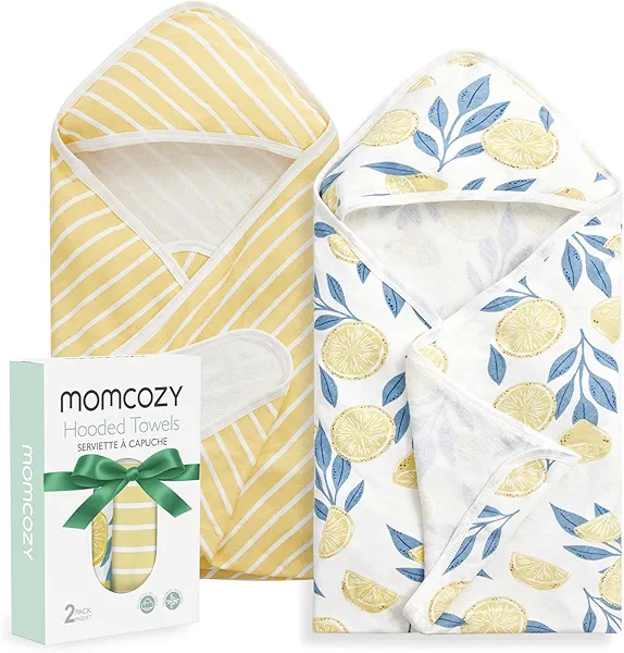 Momcozy Baby Towel with Hooded - Ultra Soft & Absorbent Large Bath Towel Set for Comfort & Gentle on Baby's Skin - Med Thick& Durable -Shower Gift & Bath Essential for Newborn, Infant, Toddler