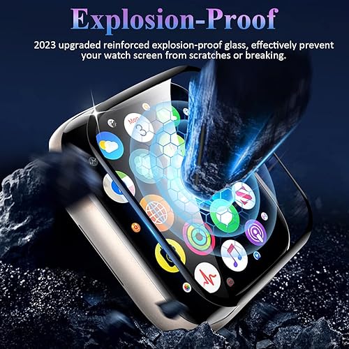 Miniatura 2 de EWUONU Paquete de 2 protectores de pantalla para Apple Watch Series 9 Series 87 de 1.772 pulgadas, vidrio templado de 1.772 pulgadas, cobertura