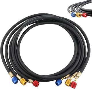 Mangueras HVAC de 3 piezas 1/4 pulgadas de goma de baja pérdida REFRIGITER MANGERAS Clasificadas para 800 psi a prueba de explosión y resistente a la presión para un automóvil 4.92 pies