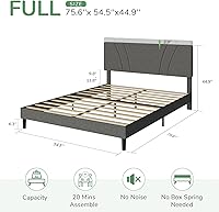 Vista 76 de Novilla Base de cama de plataforma tamaño Queen con cabecera ajustable tapizada, marco de cama Queen, no necesita somier, sin ruido, fácil montaje