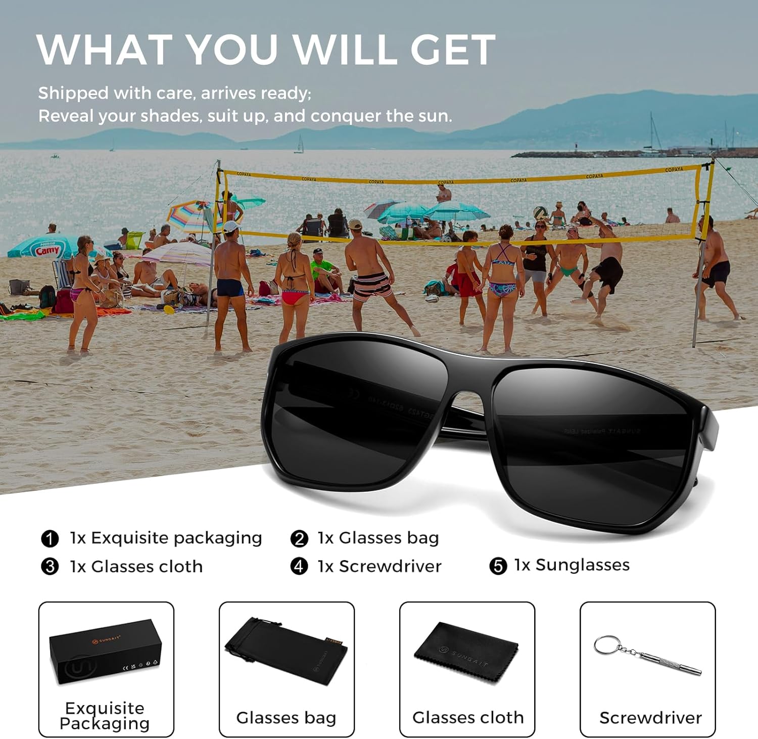 SUNGAIT Ultralight Polygon Sunglasses Men: Classic Square Polarized Sports Shades for Driving Running - Image 6