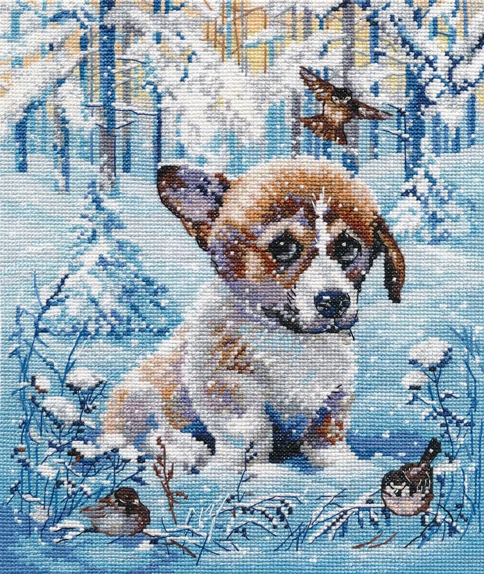 Kit broderie point de croix débutant Oven motif flocon de neige loisir créatif adulte 20x25