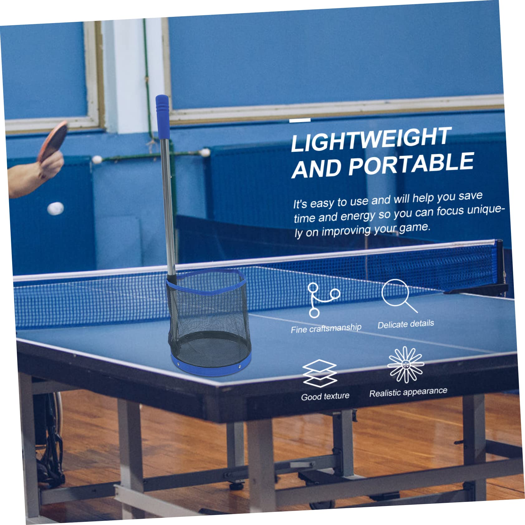Raccoglitore Palline Ping Pong per Allenamento, Capacità 120 Pezzi | Acciaio Inossidabile, Blu, Leggero e Raccoglie, Accessorio Tennis per Uso Sportivo