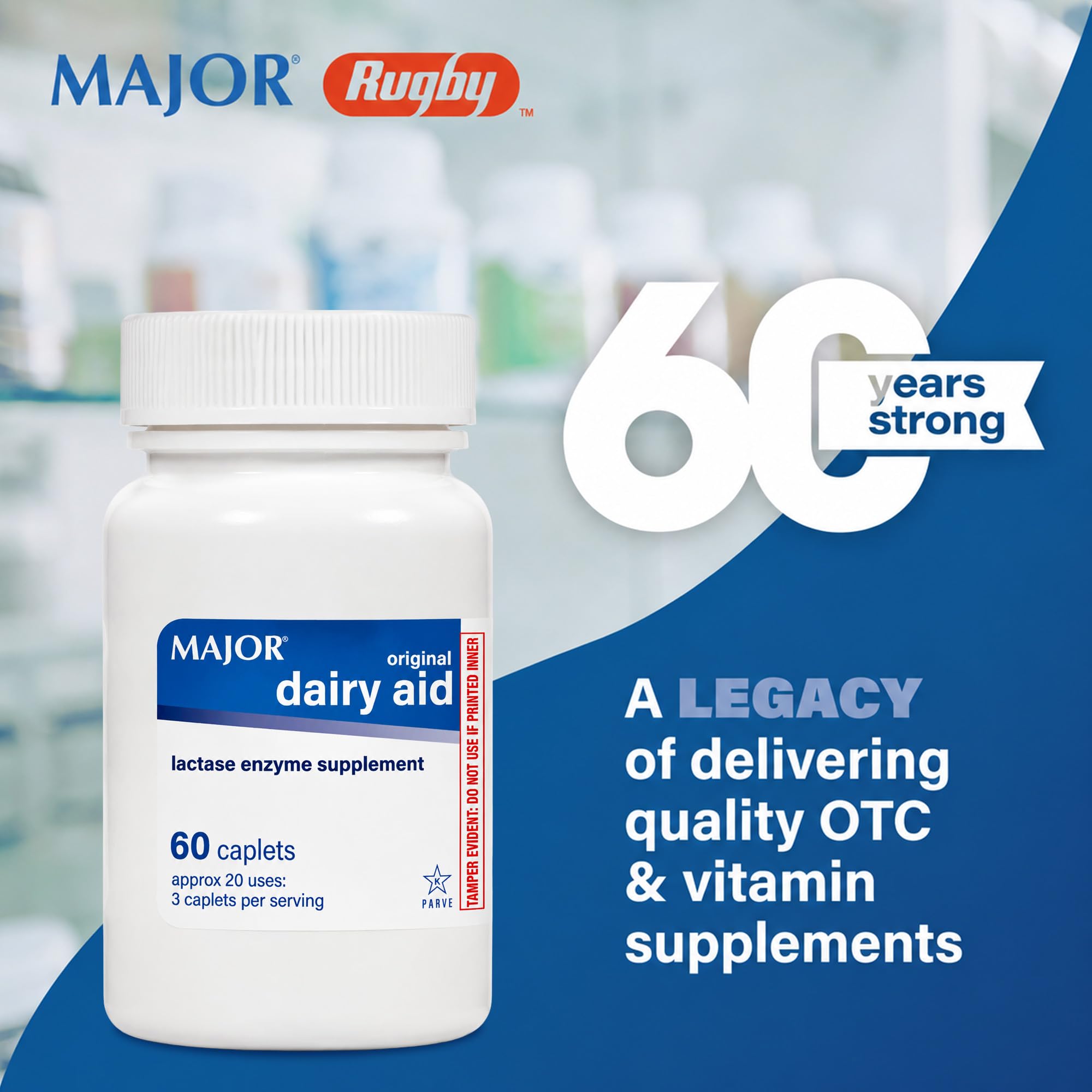 MAJOR Original Dairy Aid - Lactase Enzyme Supplement - 60 Caplets (1 Pack) — Amazon image 2