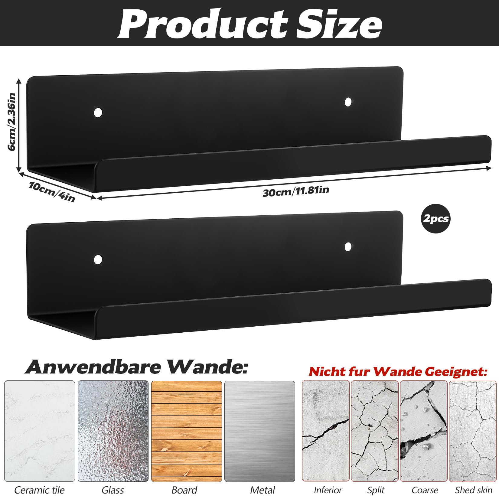 NMDCDH Wandplank Eenvoudige ronde plank, zwart metaal wandmontage zwevende planken thuis woonkamer decoratie voor keuken opslag planken muur rekken unit (maat : 60 cm