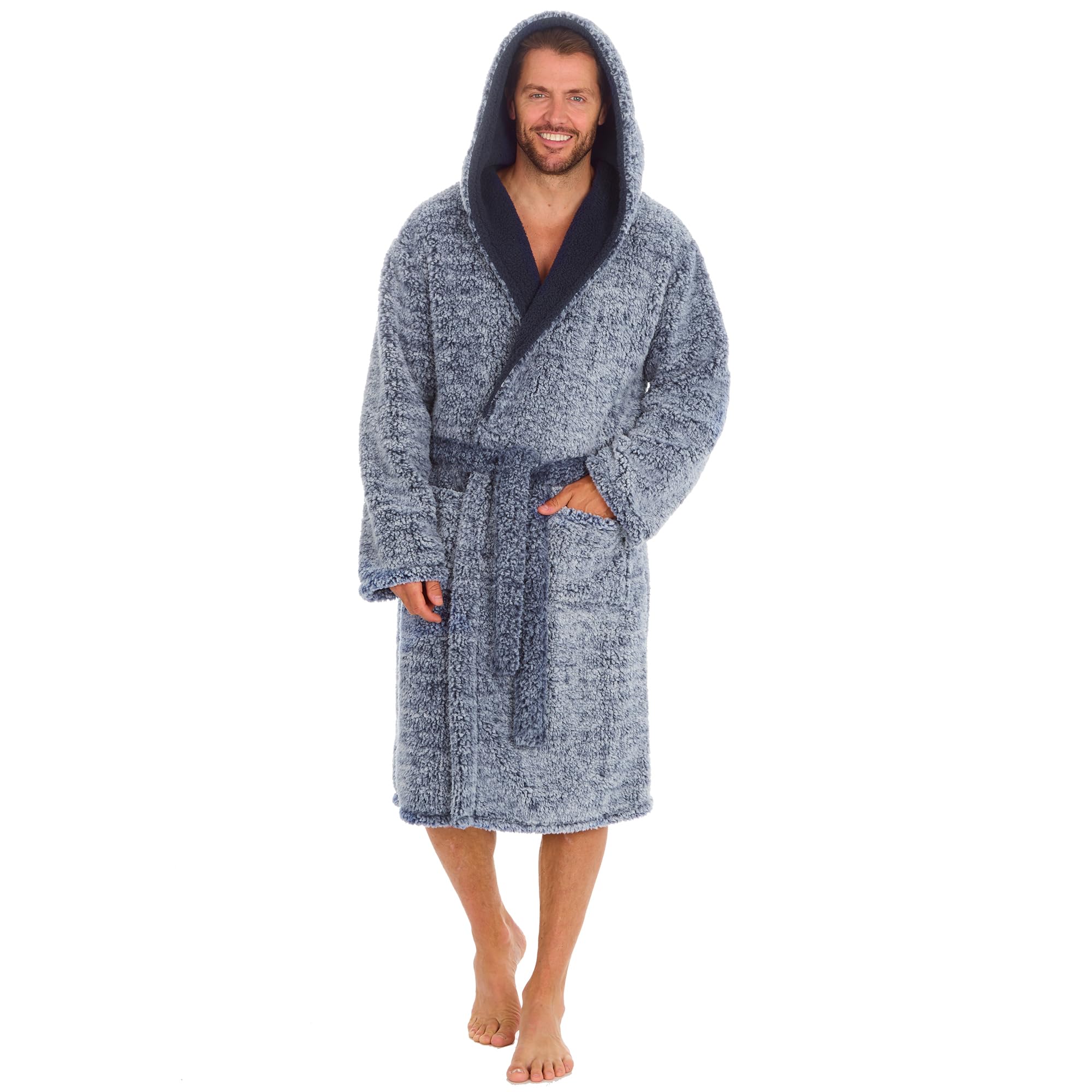 Undercover Men's Sherpa - Navy Cargo Bay Sherpa Dressing Gown 31B1489 Navy Xl