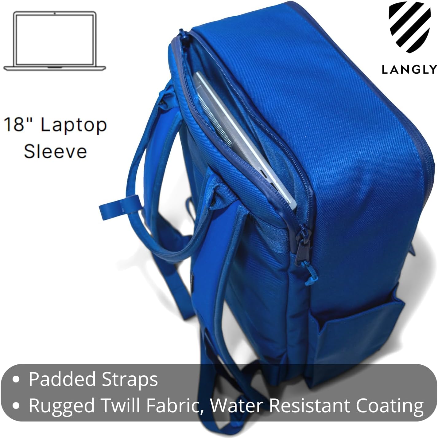 Langly Sierra Camera Backpack: A Modern & Travel-friendly Photography Backpack Compatible With Both 18in Laptop & DSLR Accessories 24L (Blue)