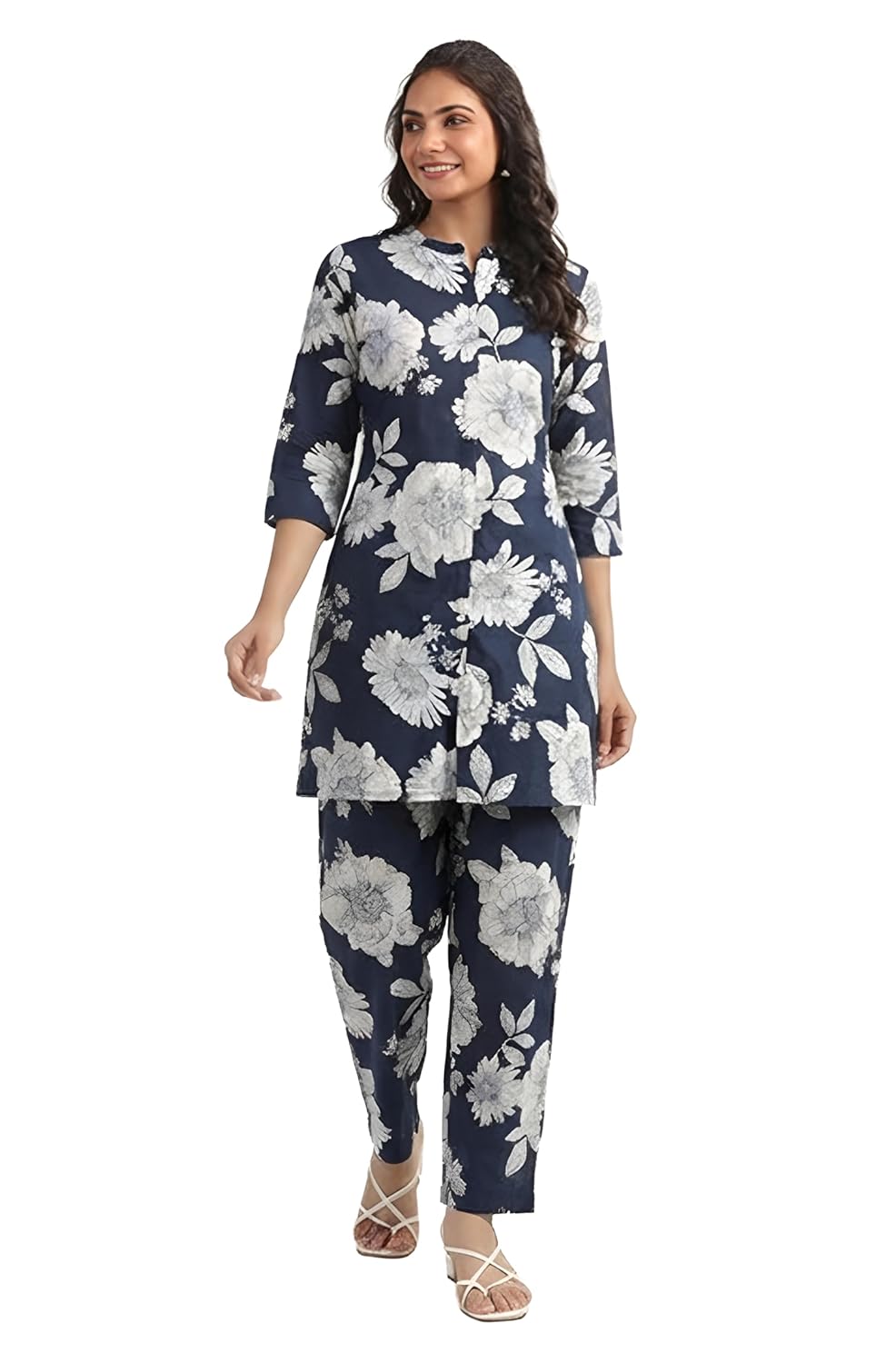 Janasya Women’s Pure Cotton Floral Printed Straight Co-ord Set