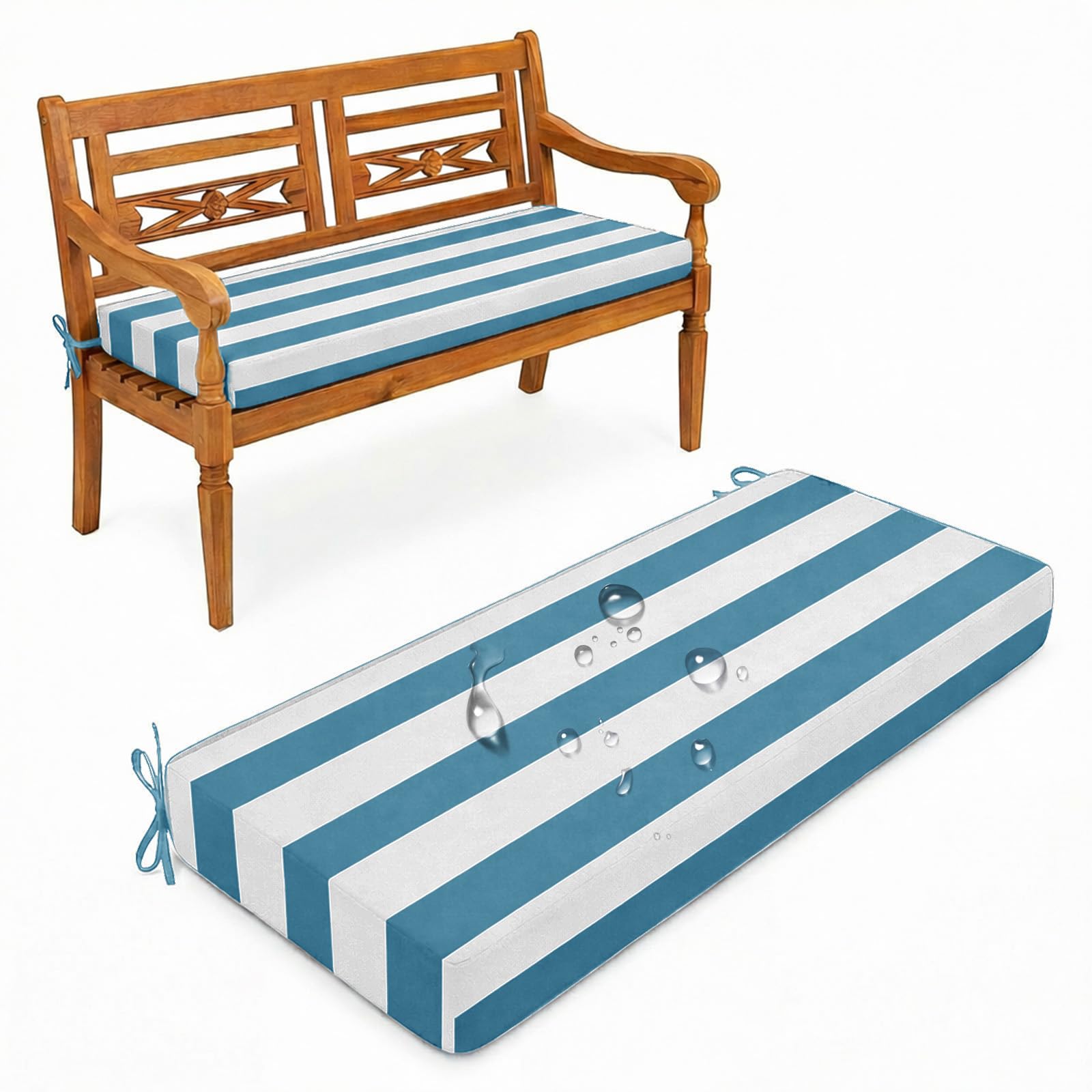 Aocase Outdoor Bench Cushion - 120cm/150cm/100cm/90cm x 35cm/30cm, Non-Slip Washable Cover, Zippered Removable, High-Resilience Foam,for Garden Benches, Bay Windows, Long Chairs,N05,105x30cm — image 1