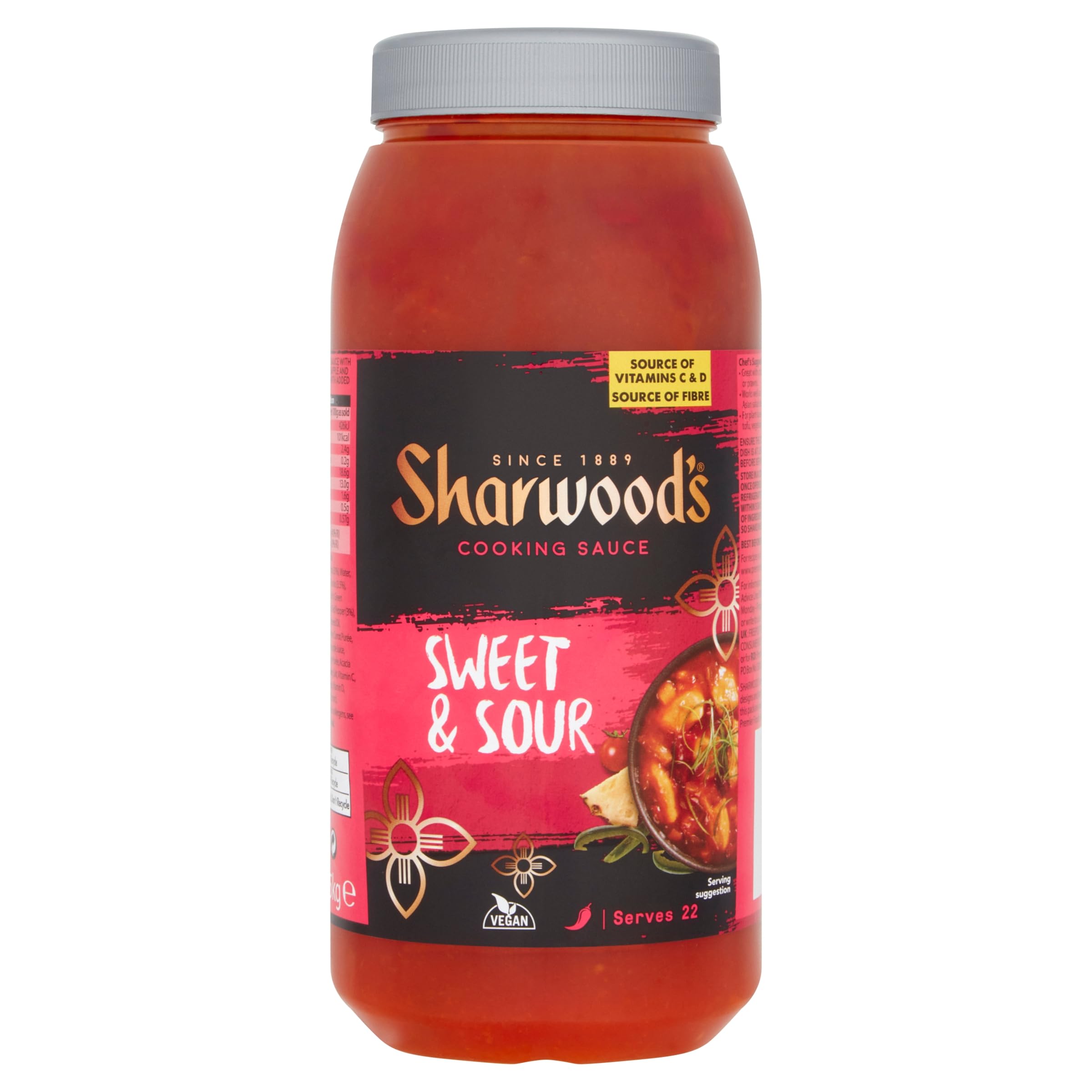 Sharwood's Chinese Sweet & Sour Sauce, Tangy Pineapple & Pepper Chinese Sauce, Vegan, Catering Jar, 2.25 kg (Pack of 1)