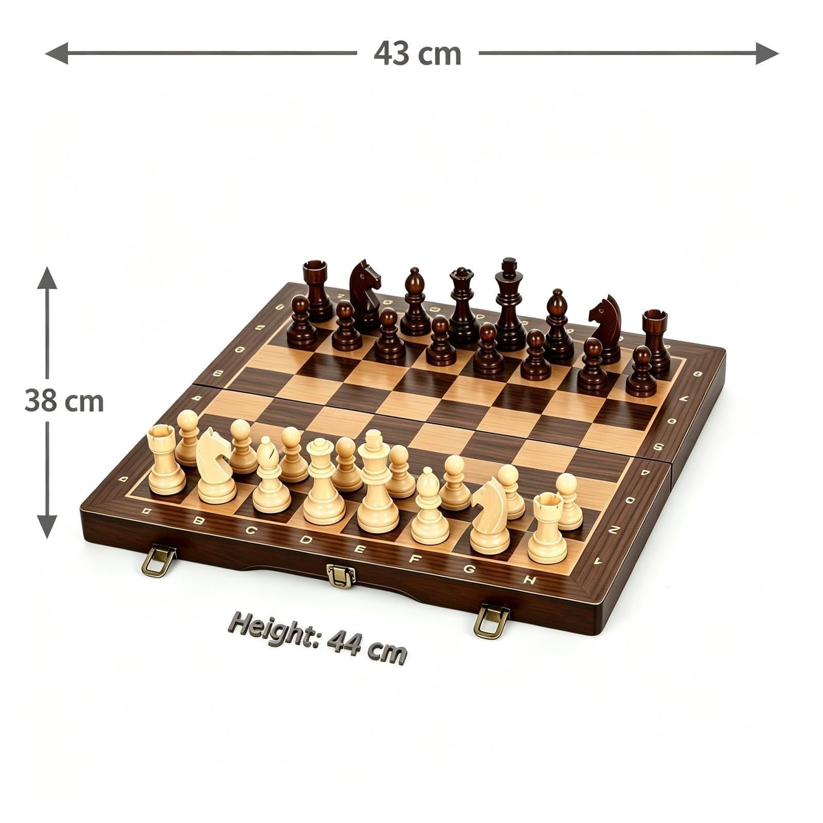 Set di scacchi magnetici in legno ripiegati con floccatura