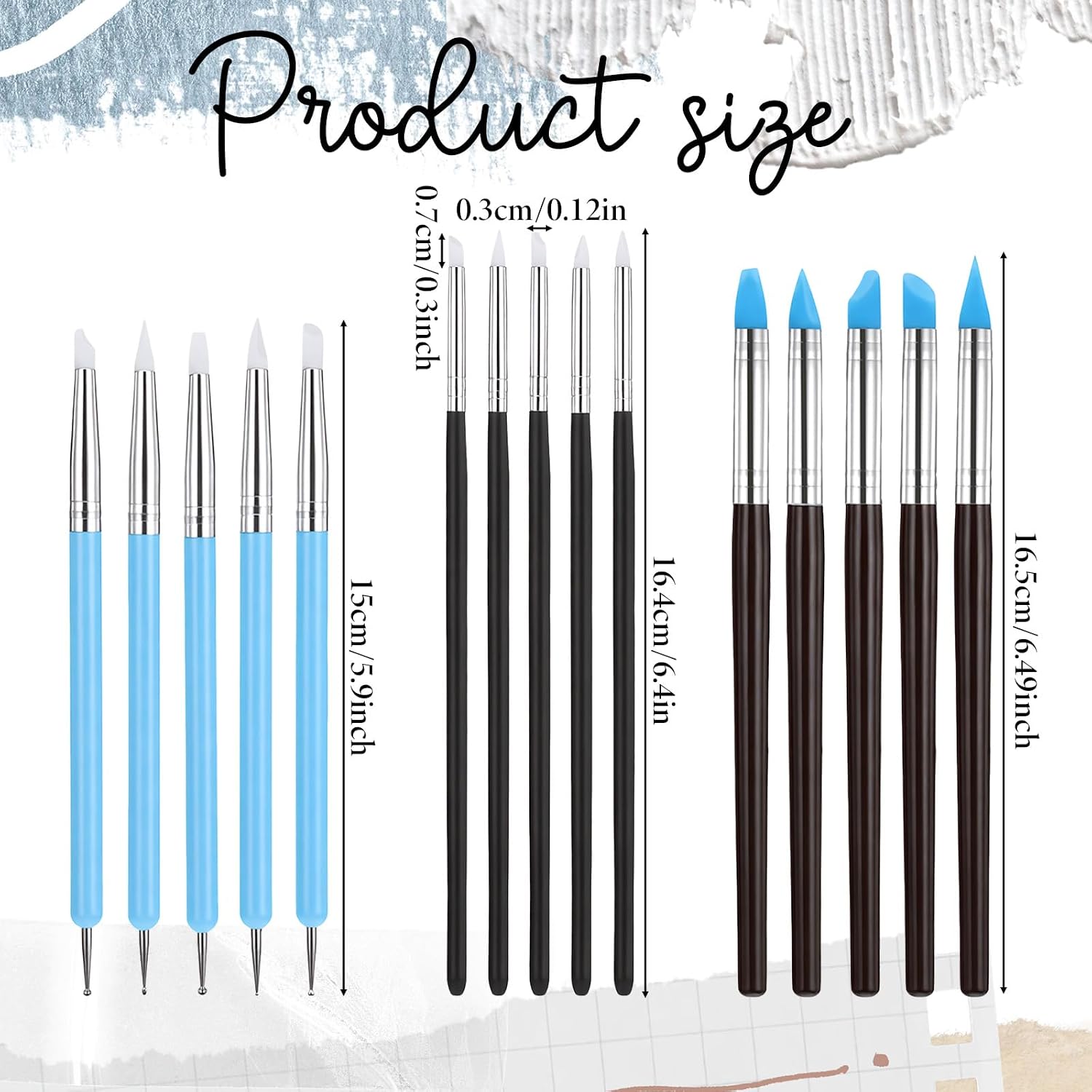 JJUNW 15 Pcs Silicone Clay Sculpting Tools, Pottery Tools Modeling Dotting Tool, Silicone Sculpting Brush for Adults, Rock Painting, Nail Art, DIY, Drawing, Art Modeling, Shaping, Pottery Craft