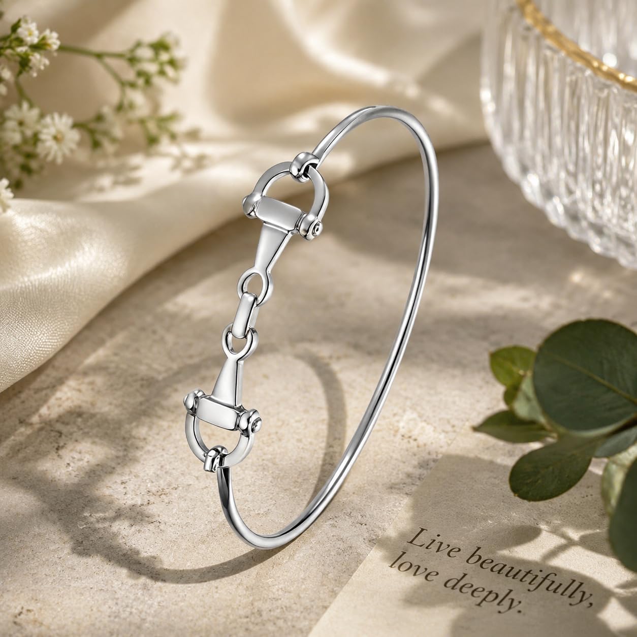 Horse Snaffle Bit Bracelet for Women 14K Gold Plated Equestrian Horsebit Bangle Adjustable Chain Bracelet Western Horse Lover Jewelry Gift