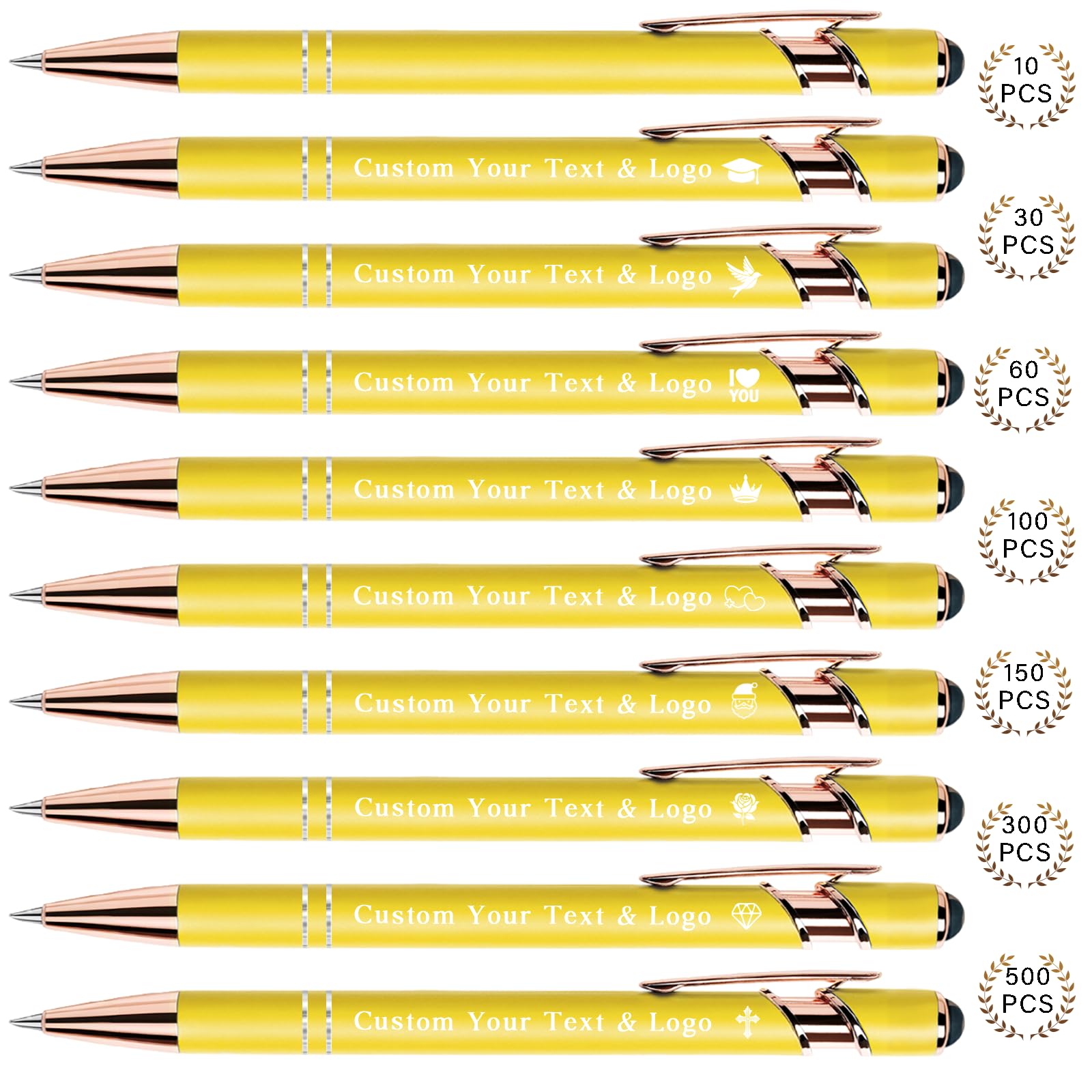 Sparklove Personalized Pens Bulk, Custom Pens with Name/Logo, Customized Black Ink Ballpoint Gifts, Engraved Pen with Stylus, Ideal for Business, Wedding, Birthday, Women, Men Office Metal Pen
