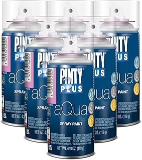 PINTY PLUS Aqua Mini Spray Paint - Art Set of 6 Water Based 4.2oz Cans. ...