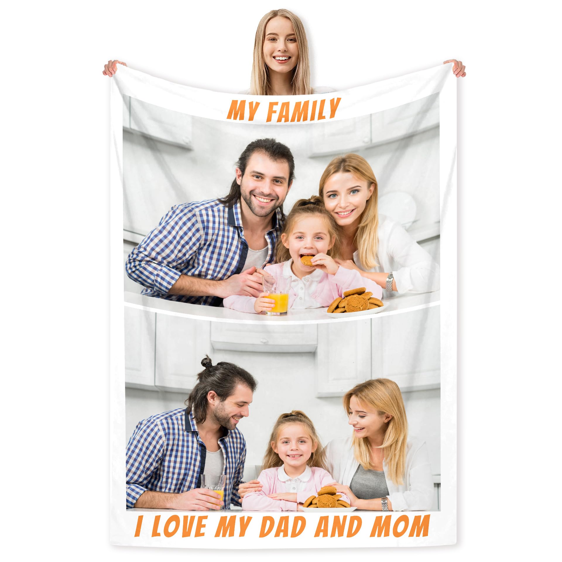 LMQJDZ Manta Personalizada Collage Manta con Foto y Texto Personalizada,para Sofá, Dormitorio, Sala de Estar,Personalizada Regalos para Papá, Mamá, Niños, Amigos y Amantes.