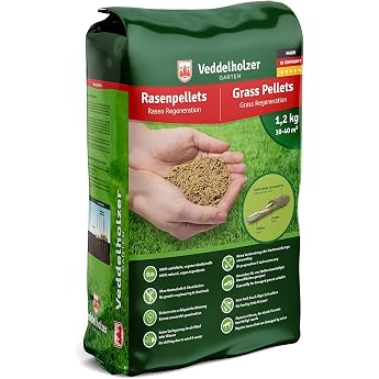 Veddelholzer Garten lawn regeneration pellets for drought-resistant robust and durable lawns grass seeds for 40 m  for sowing and re-seeding suitable for growing grass in shady areas.