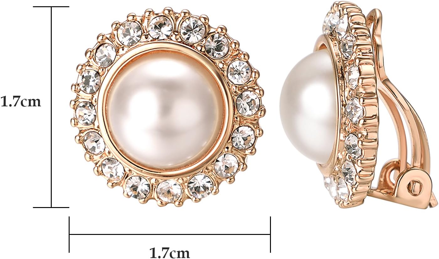 Yoursfs Ivory Pearl Clip On Earrings For Women 18k Gold Plated Flower Wedding Fashion Jewelry CZ Dainty Earring - Image 2