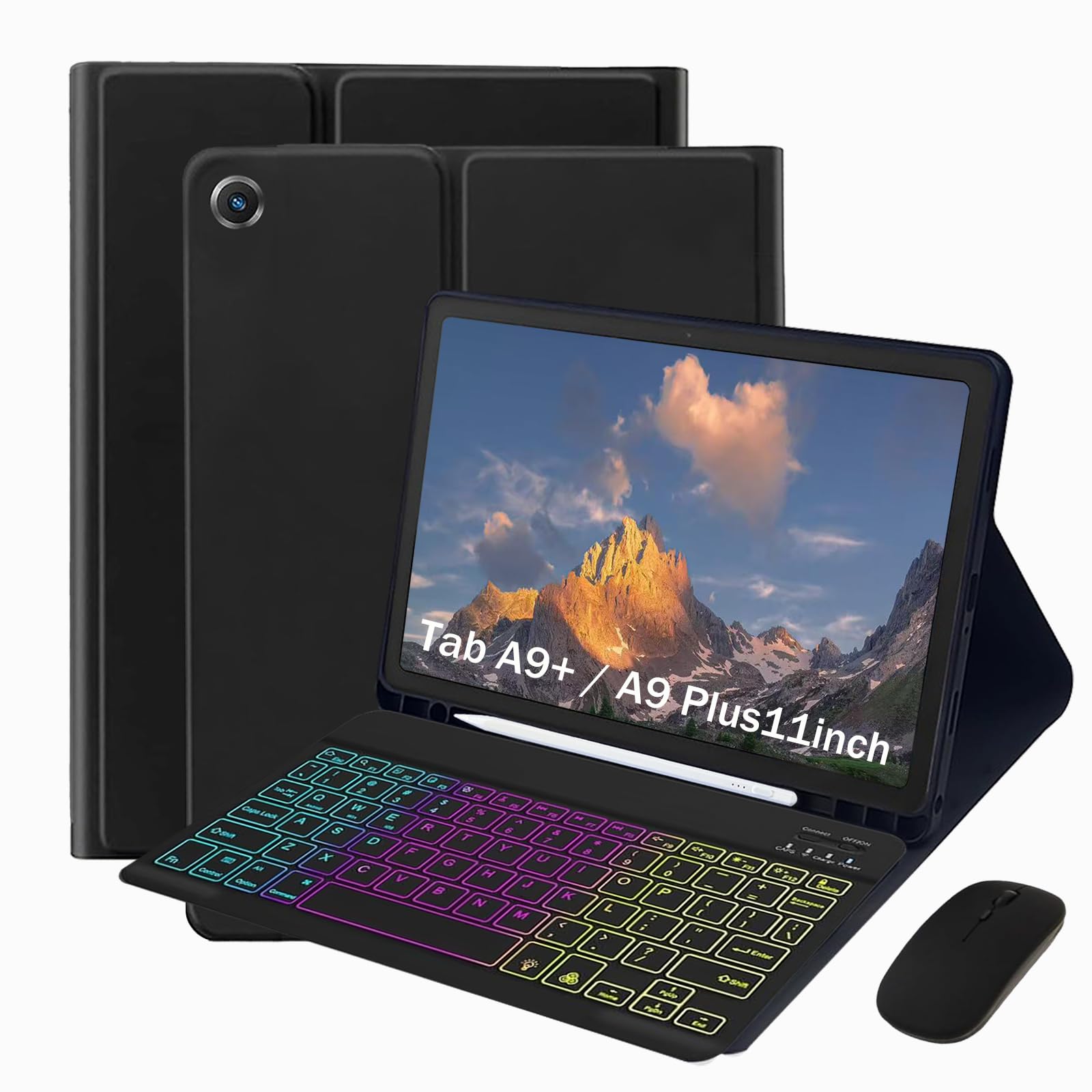 Photo 1 of ***FOR PARTS ONLY/ DOESN'T TYPE**** Keyboard Case for Samsung Galaxy Tab A11+ Plus / A9+ Plus 11 Inch, Lightweight Mouse Detachable Backlit Keyboard, Slim Stand Tablet Case with Pen Slot (Black, A11+ Plus / A9+ Plus Case with Keyboard)