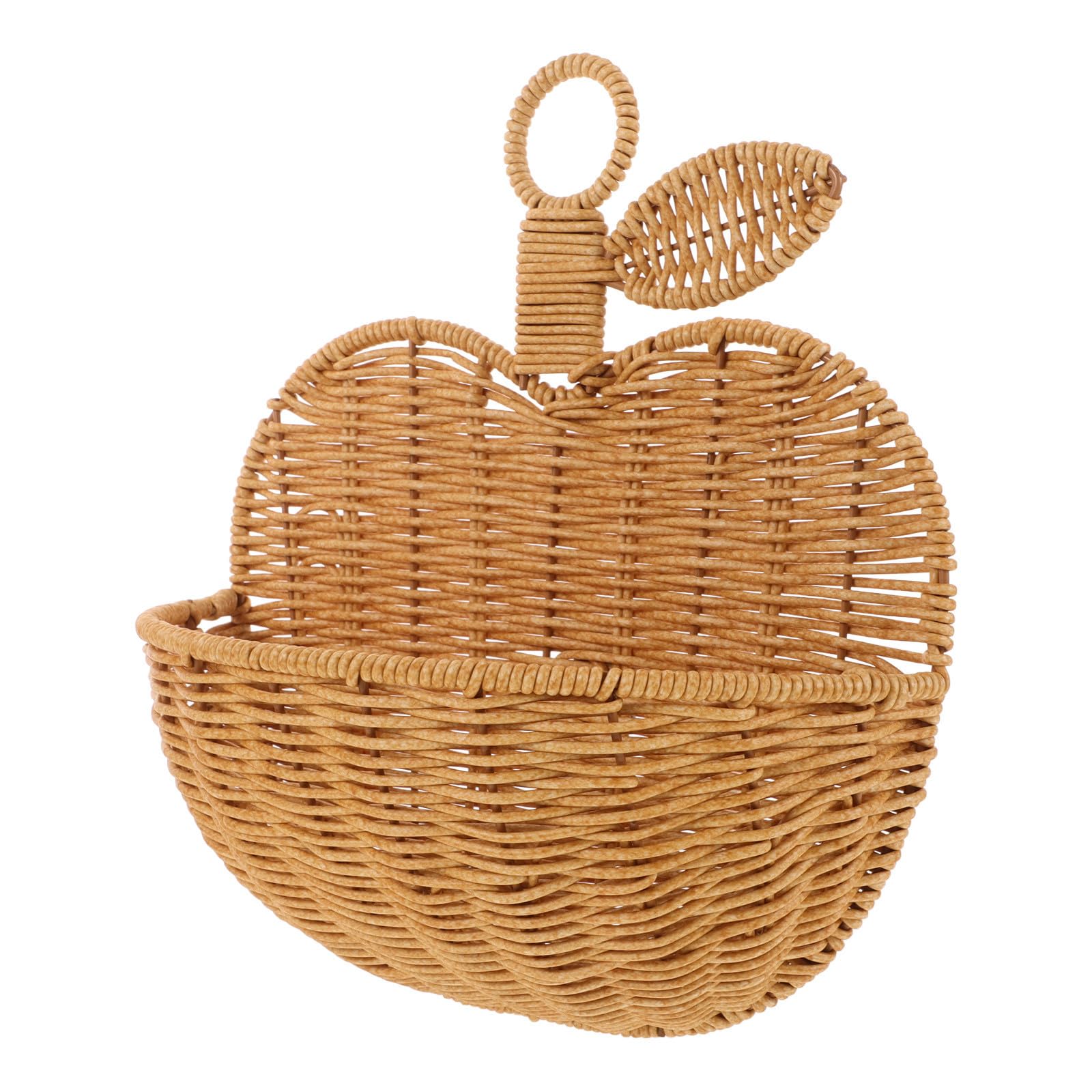 Cesta colgante de ratán en forma de manzana organizador decorativo de pared hecho a mano