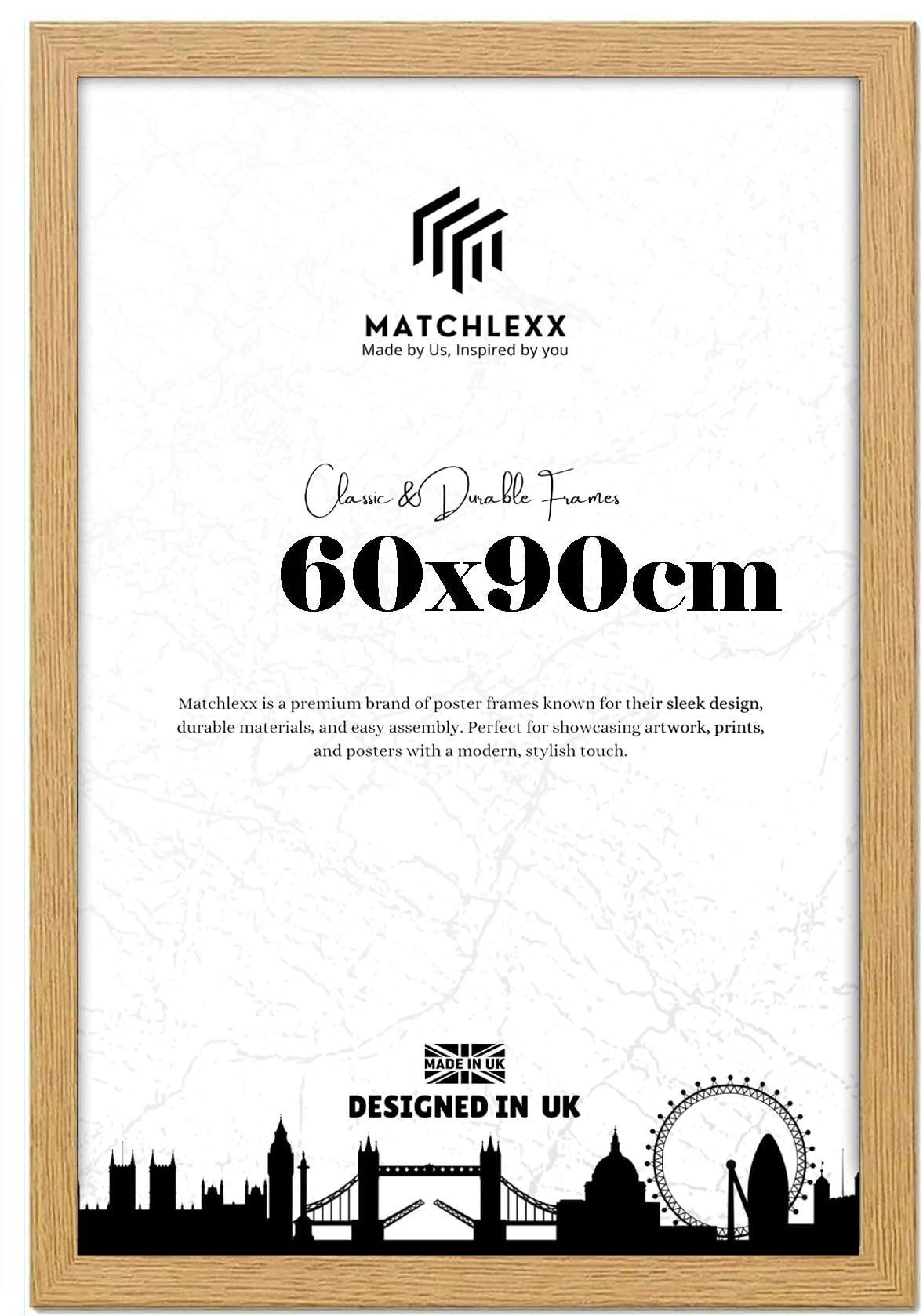 Durable Oak 60 x 90 cm Poster Frame Large Wall Art Display,Picture Frame photo Frame Ideal for Art Prints, Promotions, and Displays