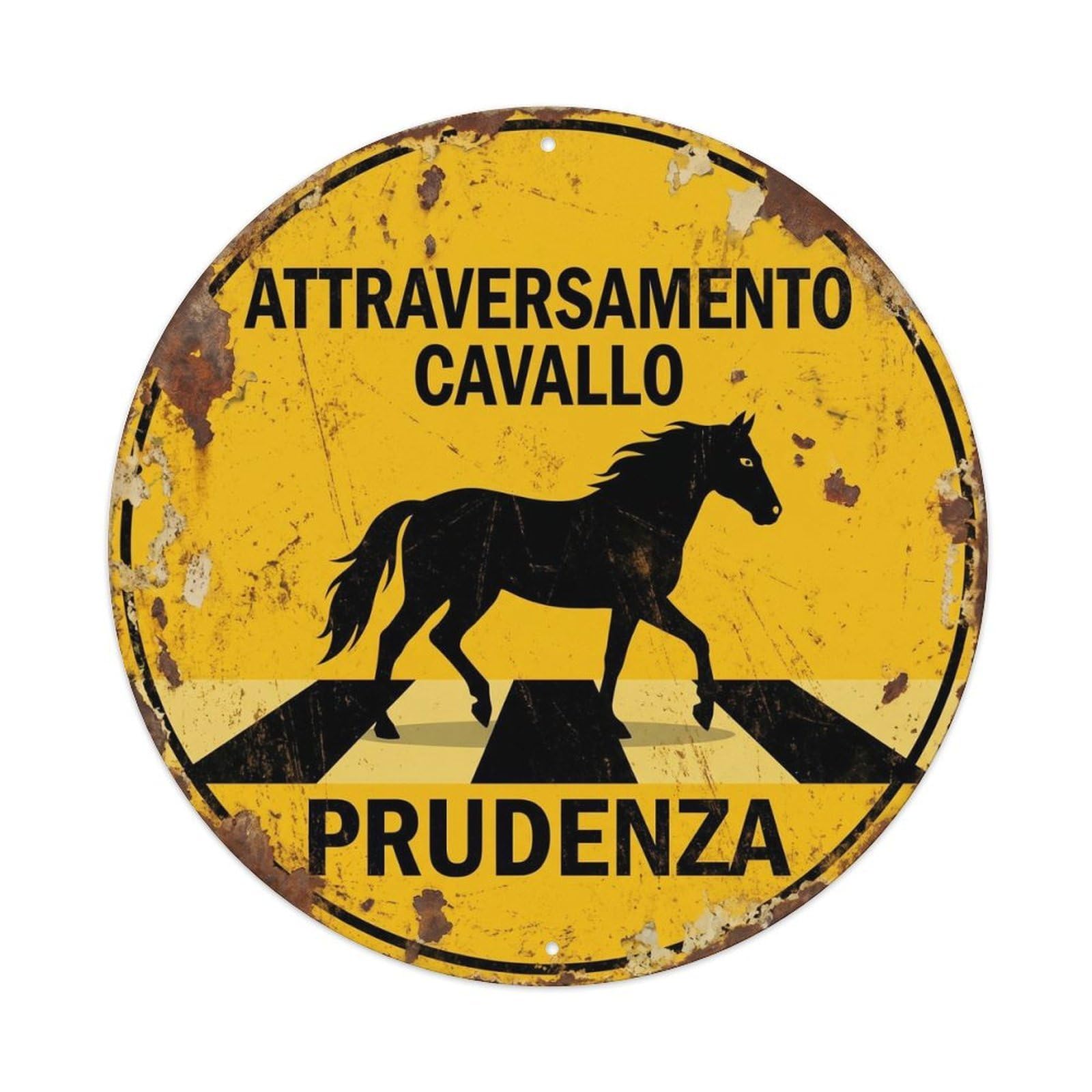 Cwbufd Vintage Style Horse Crossing Prudenza Farmhouse Vintage Metal Tin Sign Plaque Wall Decor For Cafe, Club Bar, Office, Garden Metal Poster 8X8inch