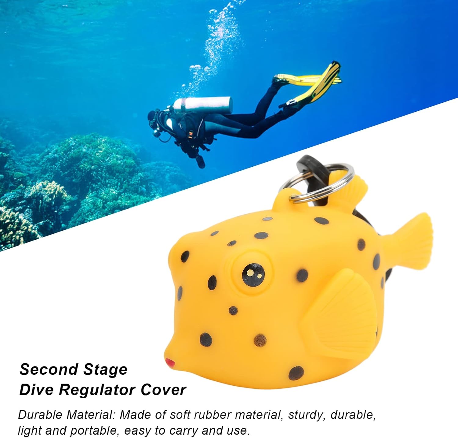 Alomejor Dive Mouthpiece Cover,Protects Second Stage Regulator,Regulator Protector,with Clip Cartoon Fish Design,for Divers Snorkelers Recreational Diving Travel Gifts