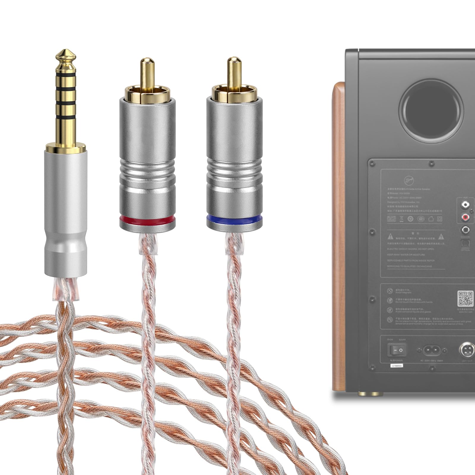 GEEKRIA Apollo 4,4-mm-Symmetrisch-auf-Dual-RCA-Audiokabel, OCC-Kupfer-versilbertes Upgrade-Kabel, HiFi-Stereo-Verbindungskabel für DAC, Verstärker, Kopfhörerverstärker, Lautsprecher, Heim-Audiosystem