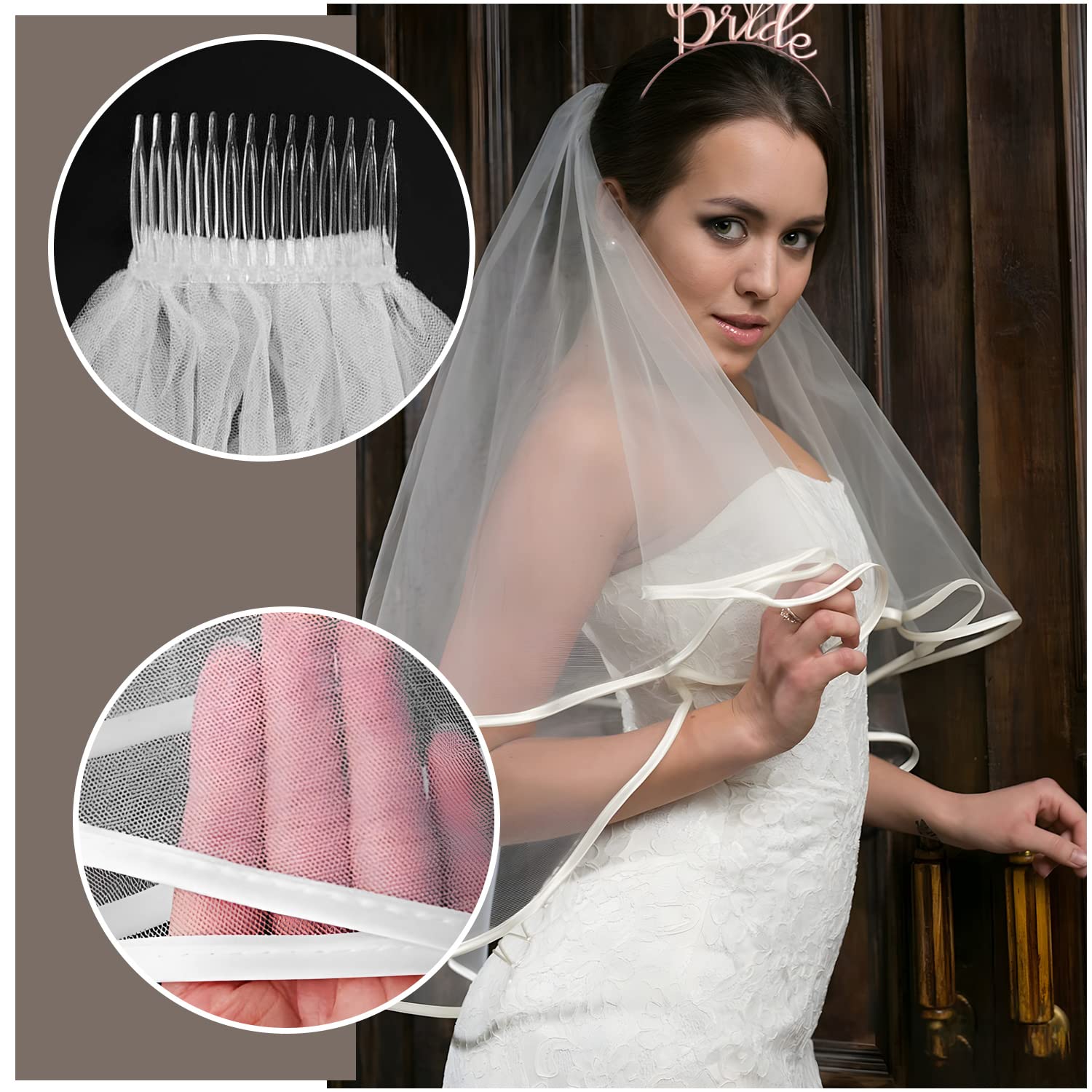 Set Addio Al Nubilato Sposa - Fascia, Tiara, Velo E Occhiali A Cuore - Foto 12