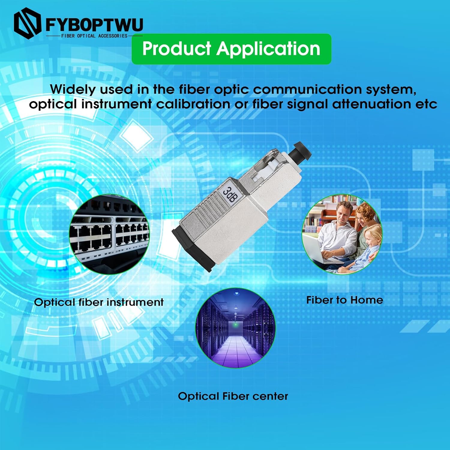 3dB SC/UPC Fiber Optic Attenuator Male to Female, 10pcs
