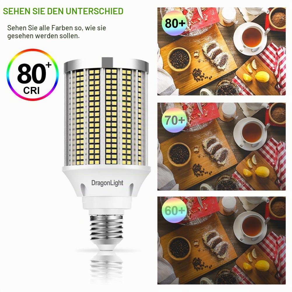 DragonLight 50W Superhelle Mais Licht LED Glühbirnen(Ersetzt 350Watt) - E27 Edison LED Lampe - 6000K Kaltweiß 6000LM für gewerbliche Beleuchtung - Garage Werkstatt Büro Hof(2er-Pack)