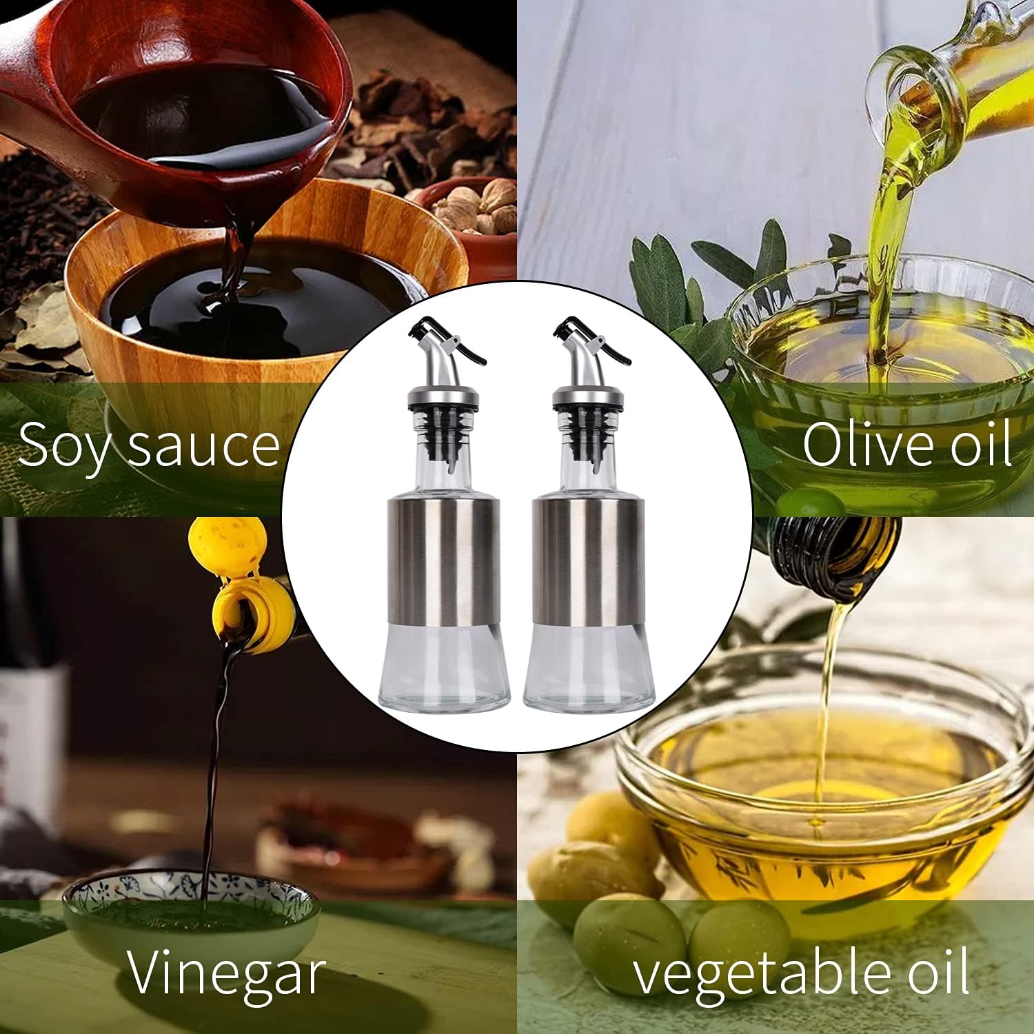 Dispensador De Aceite De Vidrio 750 Ml - Con Medidor Y Tapón De Corcho, Para Cocina Y Restaurante
