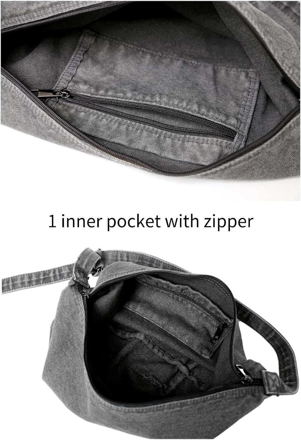 Jeelow Small Washed Canvas Crescent Crossbody Sling Bag – Lightweight Shoulder Purse for Women, Daily Errands and Travel