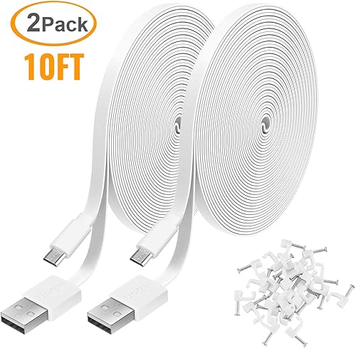 Miniatura 6 de Paquete de 2 cables de extensión de alimentación de 10 pies para WyzeCam, Wyze Cam v4v3OGv3 Pro, KasaCam para interiores, NestCam para interiores,