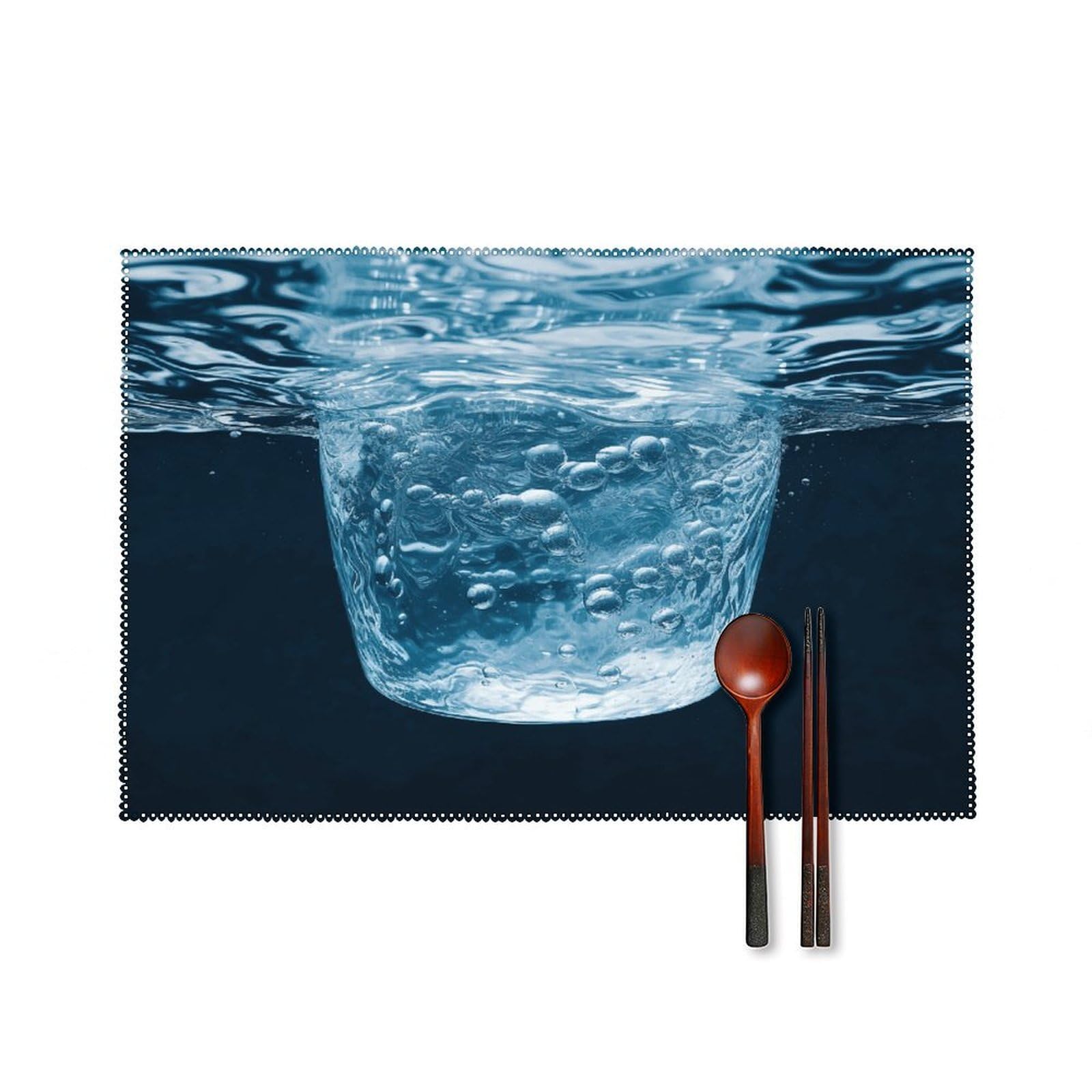 Water Placemats Set of 6 Heat Resistant Non-Slip Table Mats Washable Indoor Outdoor Place Mats Rustic Vintage Seasonal Placemat for Kitchen Dining Outdoor Party Table Decor