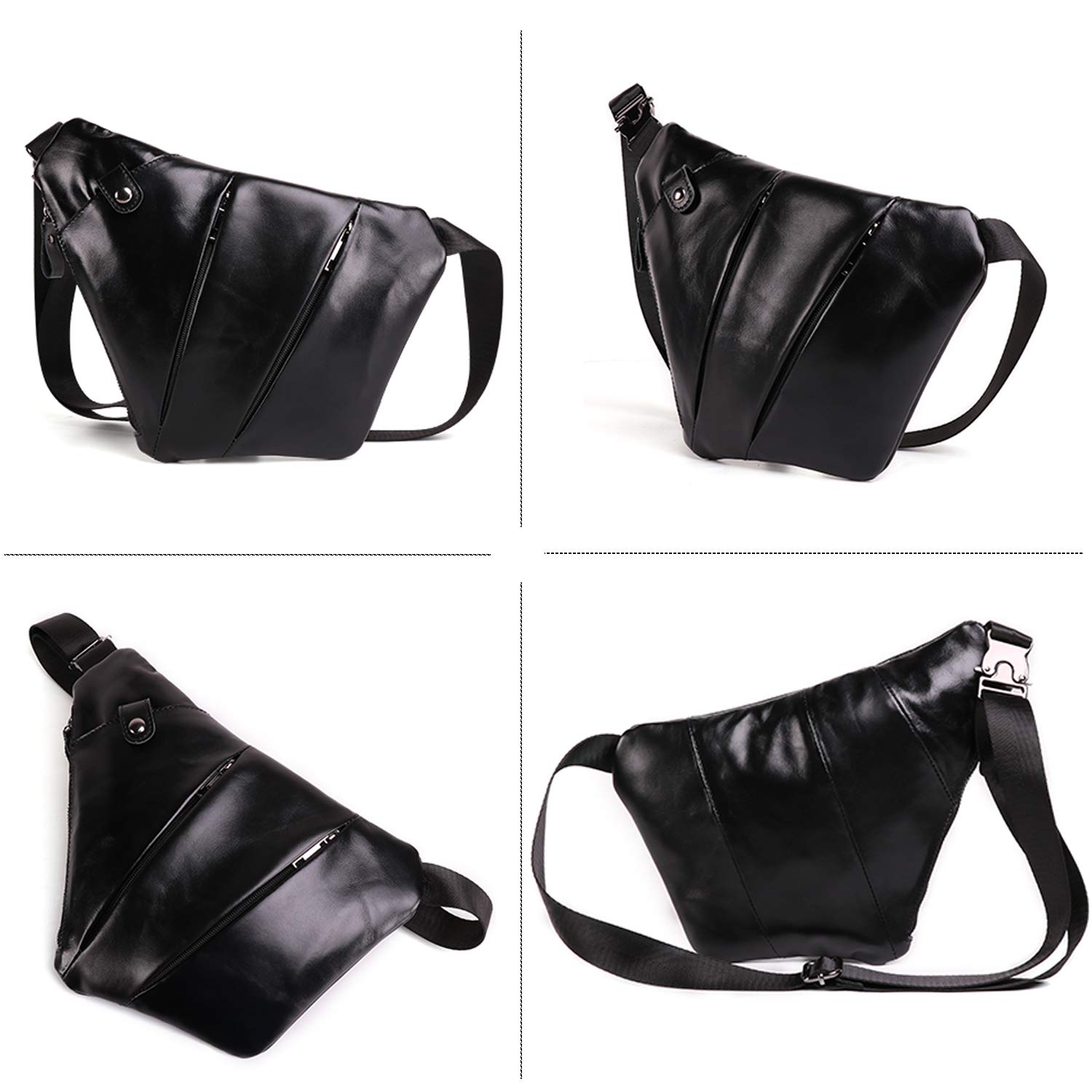 FANDARE Nuovo Monospalla Zaino Uomo Monospalla Pelle segmentato Borsello da Uomo Borsa a Tracolla Borsa Sportiva Sling Crossbody Bag Affari Ciclismo Viaggio Grande Capacità Impermeabile Nero