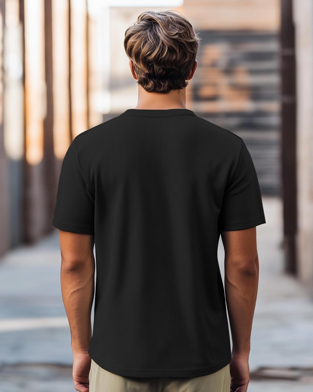 Huukeay 3 Pack Men's T-Shirts Crewneck Short Sleeve Shirts Ribbed Knit Tees Dressy Casual Tops - Image 6