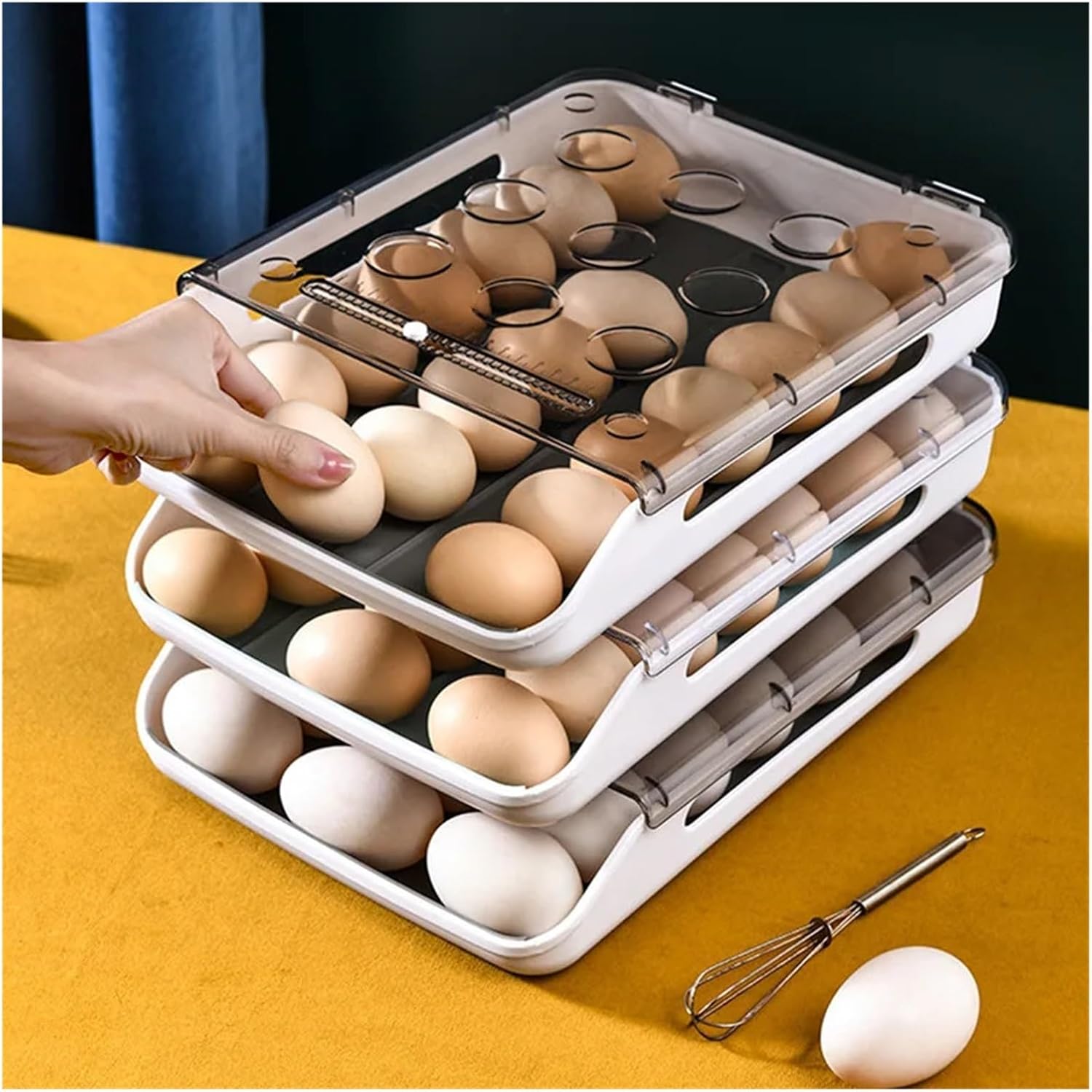 Generic Compatible For Stackable Egg Storage Box - Multi-layer Plastic Egg Carton For Refrigerator - Kitchen Preservation Organizer(Dark Khaki)