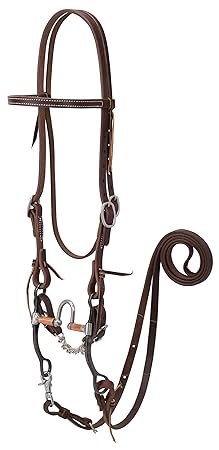 Weaver Leather 20-0363 Working Tack Bridle with Correction Mouth Bit, Golden Chestnut