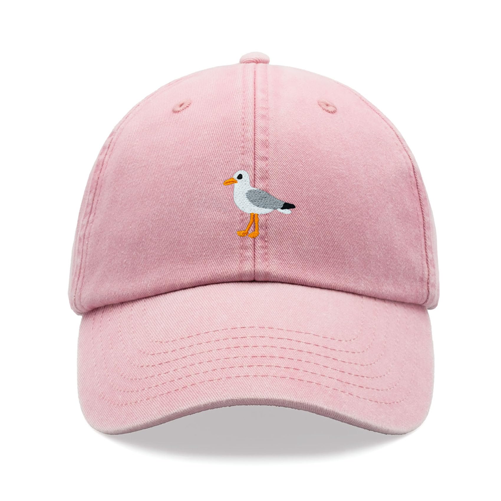 Seagull Baseball Cap Vintage Washed Unisex Dad Hat Adjustable Pink