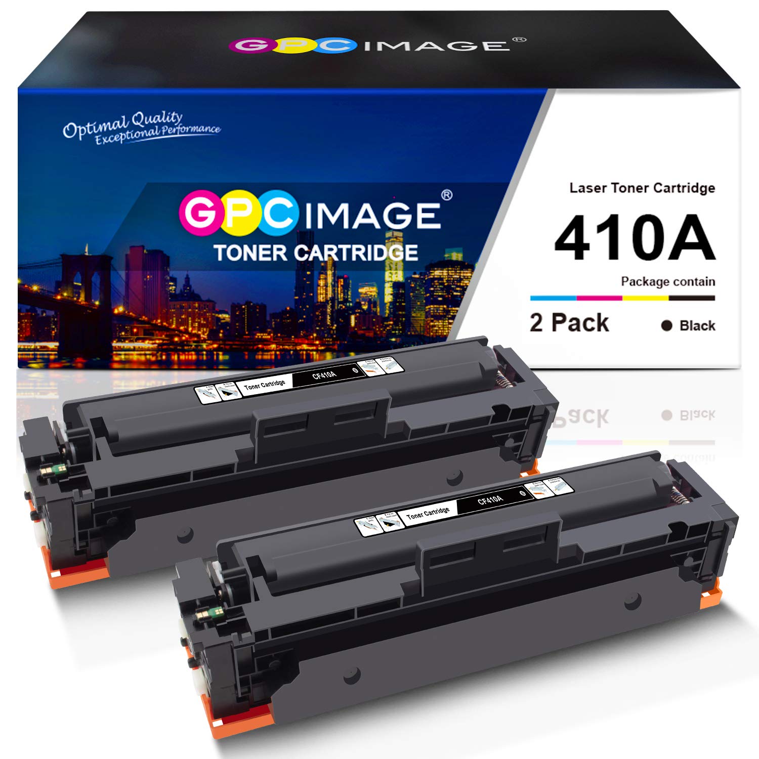 GPC Image Compatible Toner Cartridge Replacement for HP 410A 410 A CF410A Compatible with Laserjet Pro MFP M477fdw M477fdn M477fnw M452dn M452nw M452dw Printer Tray (2 Black)